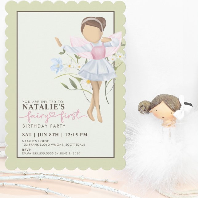 Fairy First Girl's 1st Birthday Party Personalised Invitation (Creator Uploaded)
