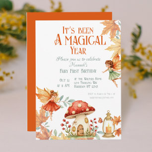 Fairy First Magic Fall Birthday Invitation