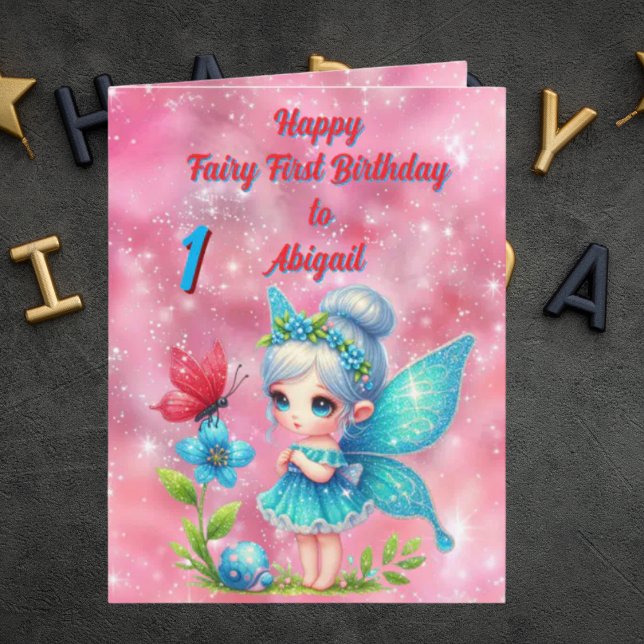 Fairy First Photo KIds  BIrthday Greeting Card (Creator Uploaded)