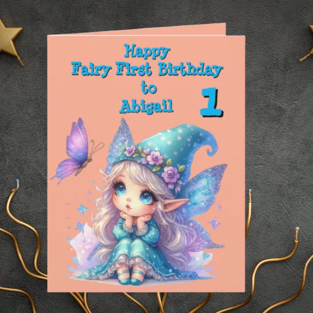 Fairy First Photo KIds  BIrthday Greeting Card (Creator Uploaded)