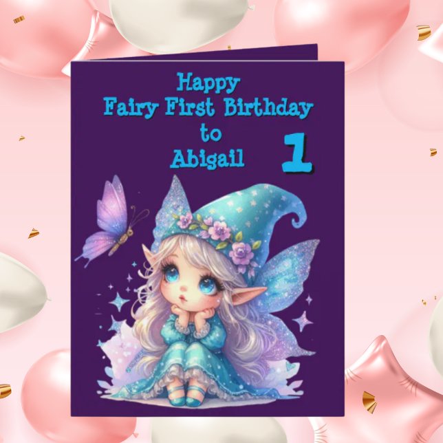 Fairy First Photo KIds  BIrthday Greeting Card (Creator Uploaded)