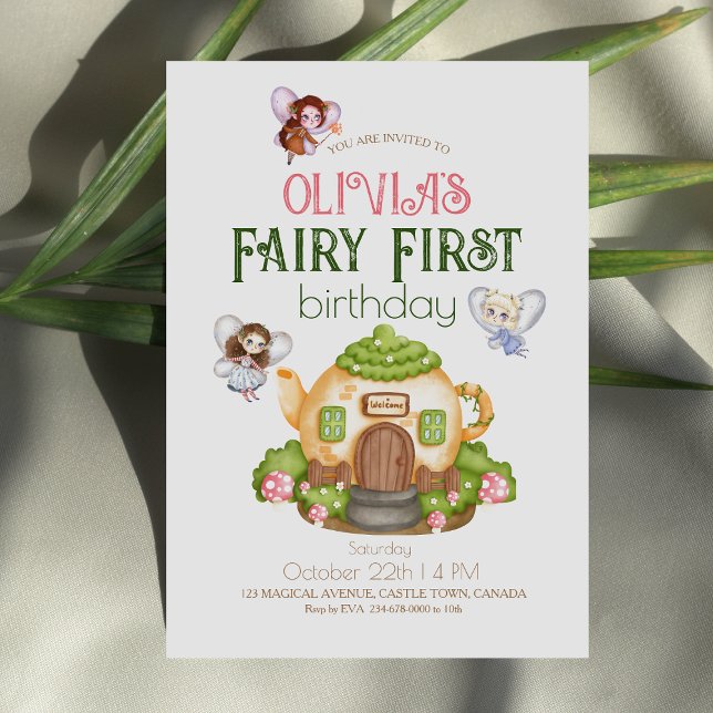 Fairy First Theme 1st Birthday Party Invitation (Creator Uploaded)