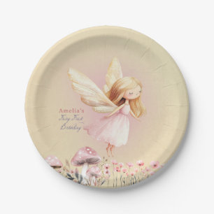 Fairy First Theme Cute Girl's 1st Birthday Party Paper Plate