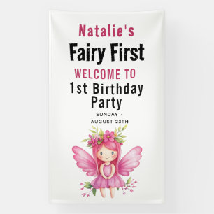 Fairy First Theme Girl's 1st Birthday Party Banner