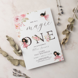 Fairy First Theme Girl's 1st Birthday Party Invitation