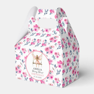 Fairy First Watercolor Floral Girls 1st Birthday Favour Box