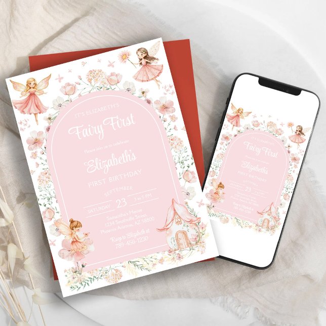 Fairy First Whimsical Floral 1st Birthday  Invitation (Creator Uploaded)