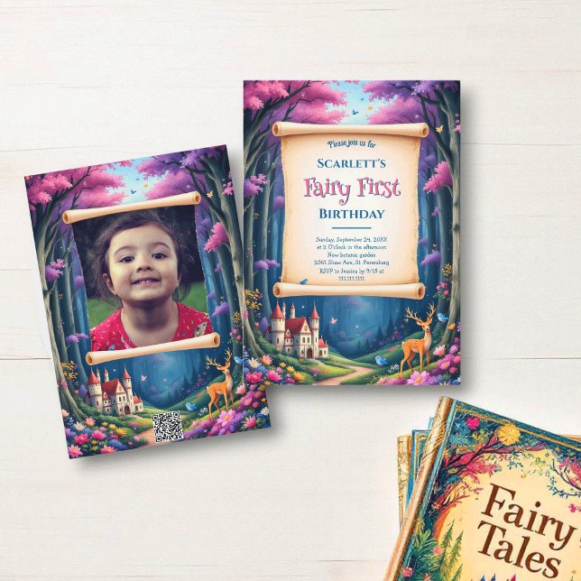 Fairy First Whimsical Woodland Castle 1st Birthday Invitation (Creator Uploaded)