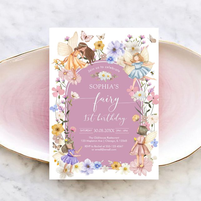Fairy First Wildflower 1st Birthday Invitation (Creator Uploaded)