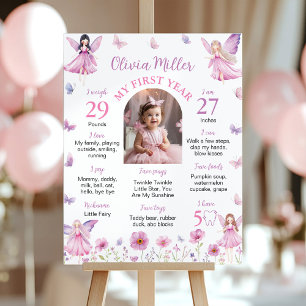 Fairy Floral Butterfly First Year Photo Milestone Poster