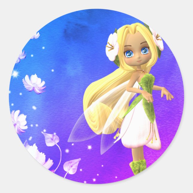 Fairy Floral Classic Round Sticker (Front)