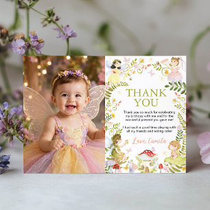 Fairy Floral Enchanted Garden Birthday Party Photo Thank You Card