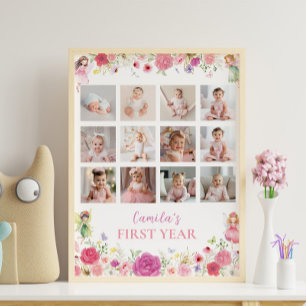 Fairy Floral First Year Photo Milestone Poster