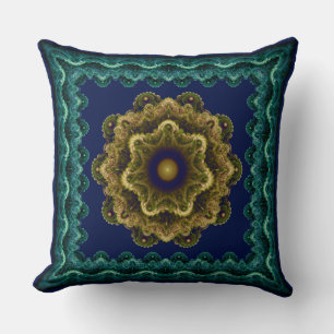 Fairy floral framed fractal pattern cushion