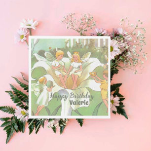 Fairy Floral Garden Enchanted Forest Girl Birthday Napkin