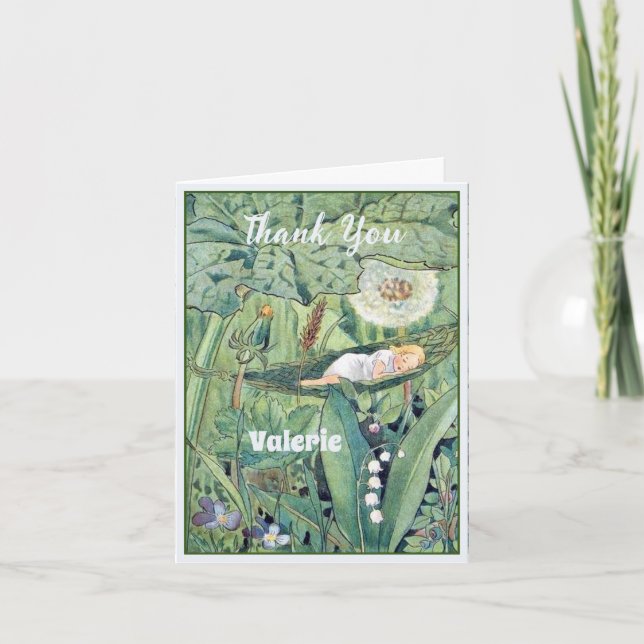 Fairy Floral Garden Enchanted Forest Girl Birthday Thank You Card (Front)