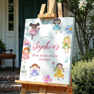 Fairy Floral Girl Birthday Party Welcome Sign