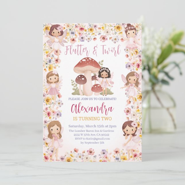 Fairy Floral Magical Garden Forest Girl Birthday Invitation (Standing Front)