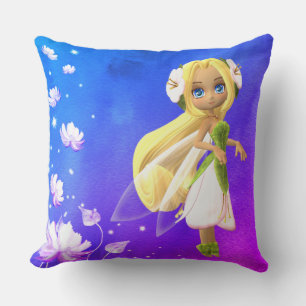 Fairy Floral Personalised Name Throw Pillow