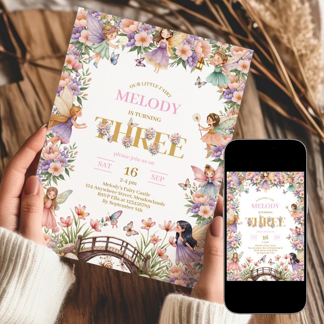 Fairy flower 3rd birthday Invitation (Creator Uploaded)