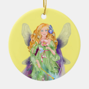 fairy flower fairy with magic wand poster ceramic tree decoration