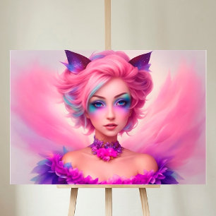 Fairy Flower Pink Blue Girl Lovely Elegant Cool Canvas Print
