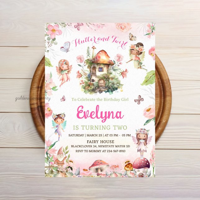 Fairy Flutter And Twirly Birthday Invitation Party (Fairy Flutter And Twirly Birthday Party Invitation
)
