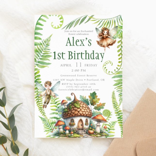 Fairy Forest Garden Gender Neutral 1st Birthday Invitation (Creator Uploaded)