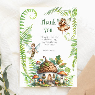 Fairy Forest Garden Gender Neutral 1st Birthday Thank You Card