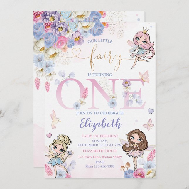 Fairy Forest Girl Birthday Invitation (Front/Back)