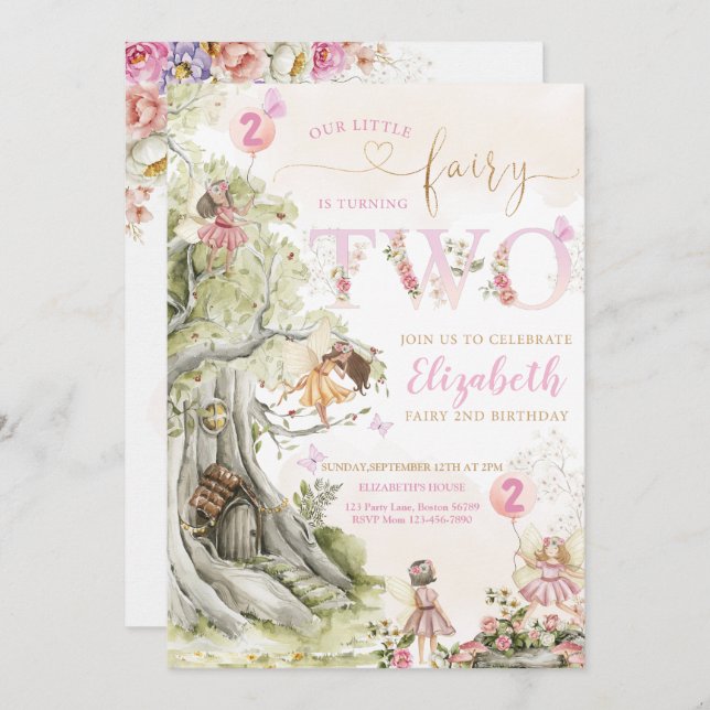 Fairy Forest Girl Birthday Invitation (Front/Back)