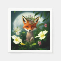 Fairy Fox Flowers Decoupage