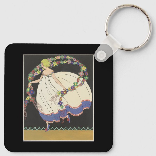 Fairy Frolicking With Flowers Key Ring (Back)