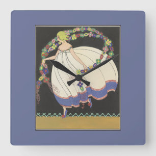 Fairy Frolicking With Flowers Square Wall Clock