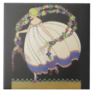 Fairy Frolicking With Flowers Tile