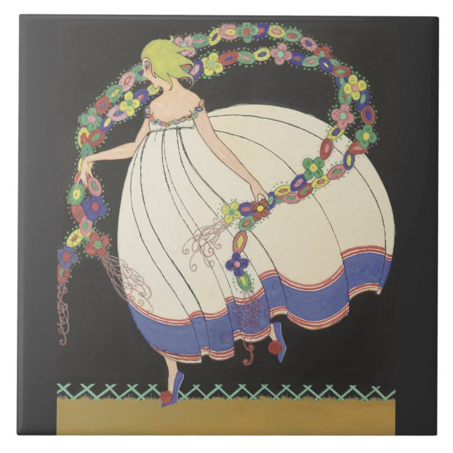 Fairy Frolicking With Flowers Tile (Front)