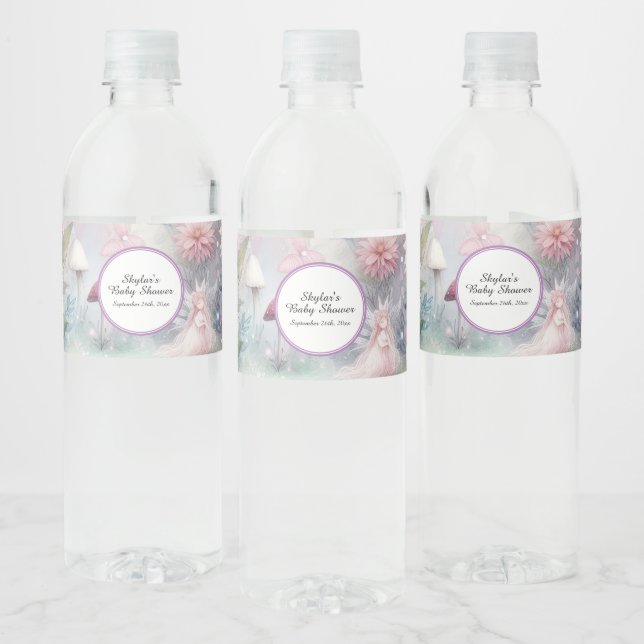 Fairy Garden Baby Shower Water Bottle Label (Bottles)