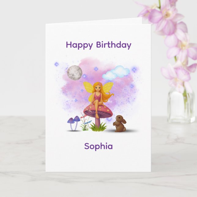 Fairy Garden Birthday Card (Orchid)