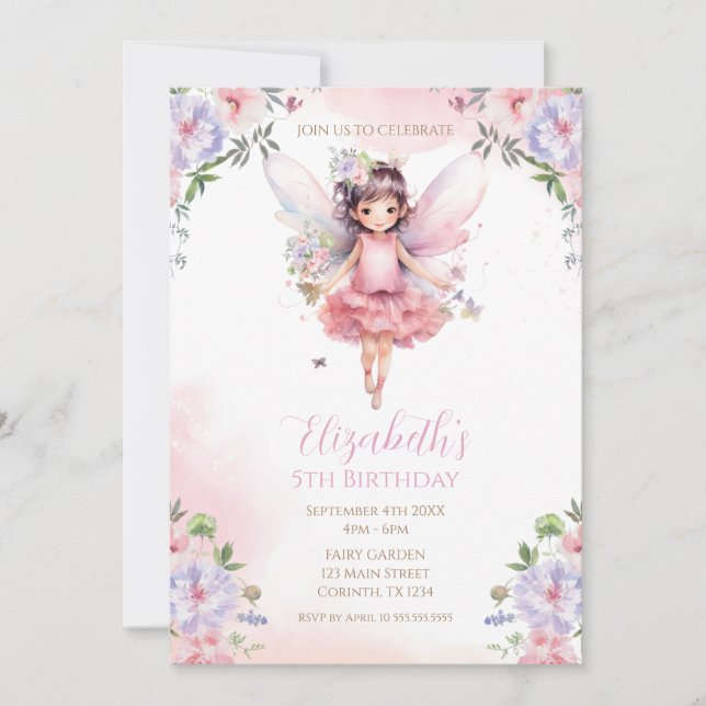 Fairy garden birthday Party Invitation (Front)