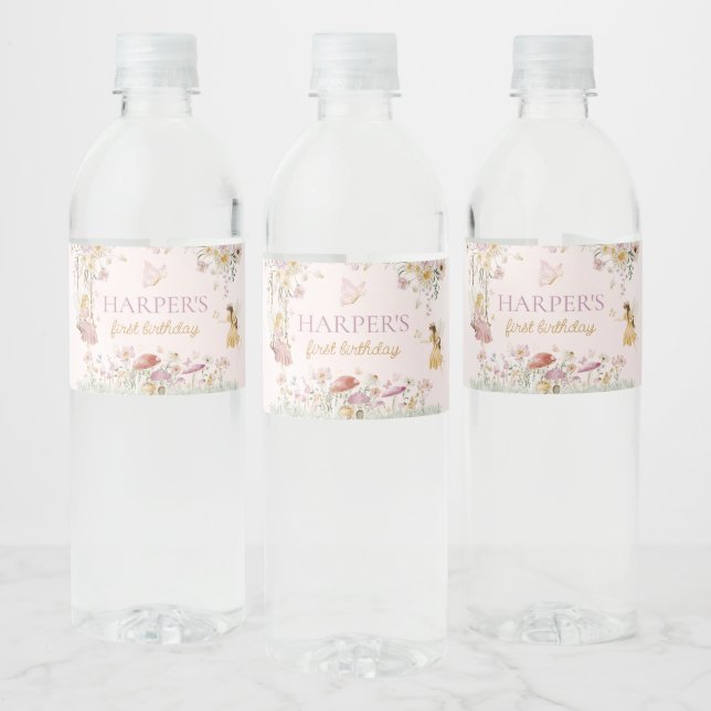 Fairy Garden Birthday Water Bottle Label (Bottles)