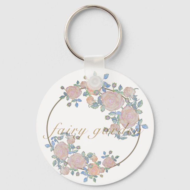 Fairy garden elegant pattern of rose flower classi key ring (Front)