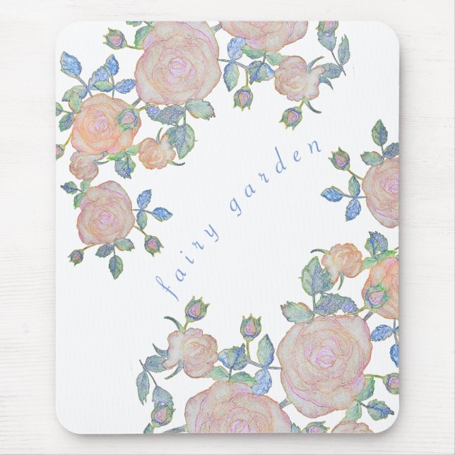 Fairy garden elegant pattern of rose flower classi mouse pad (Front)