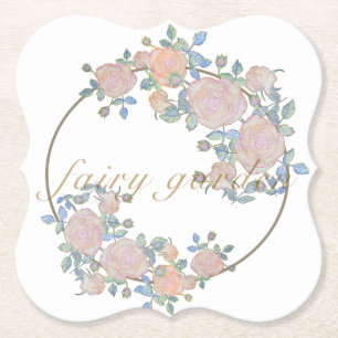 Fairy garden elegant pattern of rose flower classi paper coaster