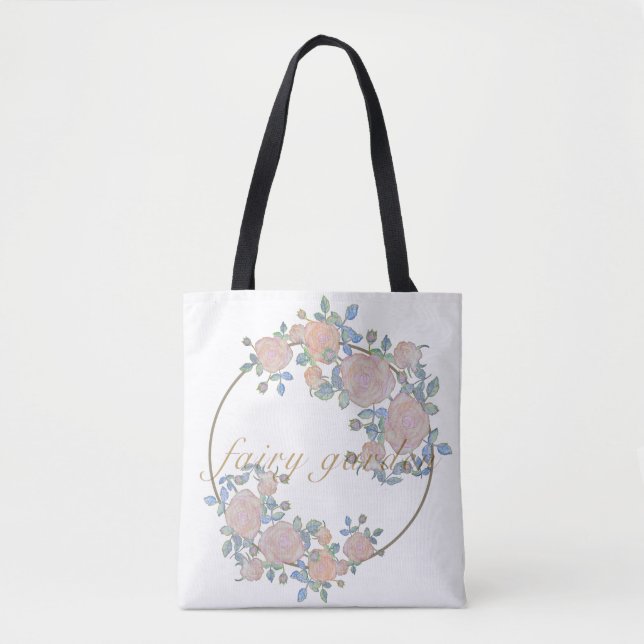 Fairy garden elegant pattern of rose flower classi tote bag (Front)