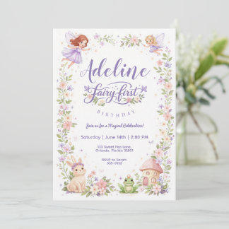 Fairy Garden First Birthday Invitation
