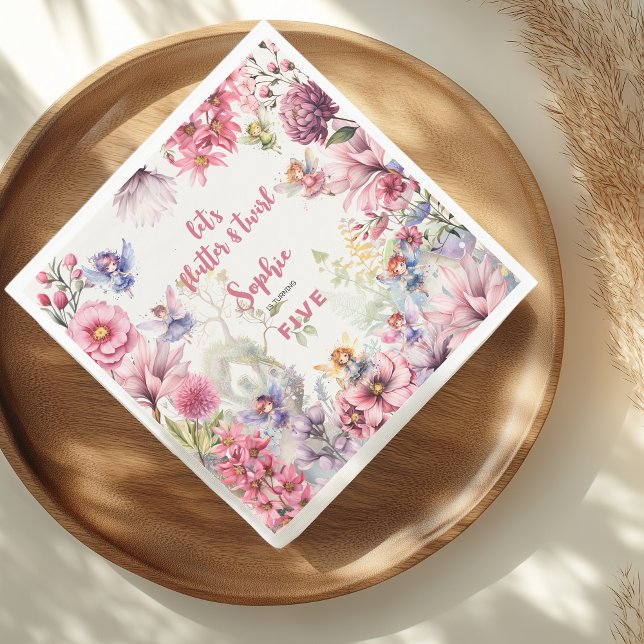 Fairy garden floral kids birthday napkin (Creator Uploaded)