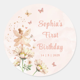Fairy Garden Girl Birthday Party Classic Round Sticker