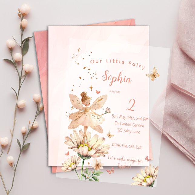 Fairy Garden Girl Photo Birthday Vellum Invitations (Creator Uploaded)