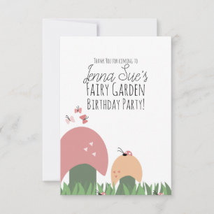Fairy Garden Mushrooms Ladybugs Butterflies Thank You Card