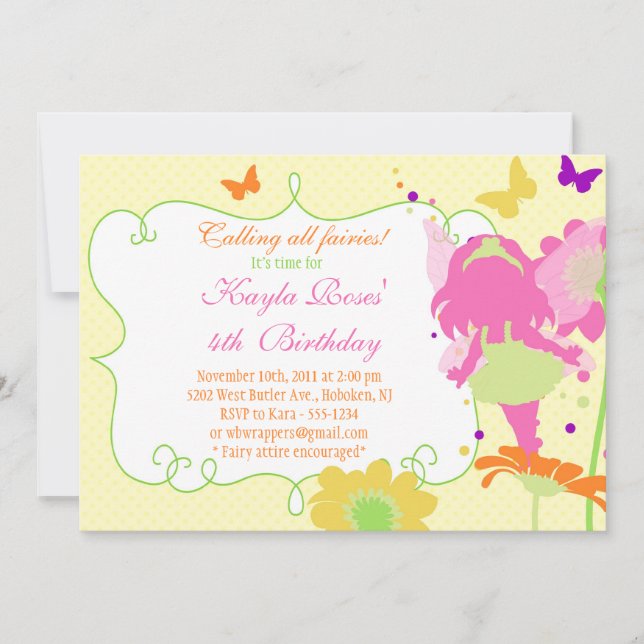 FAIRY GARDEN PARTY Birthday Invitation (Front)
